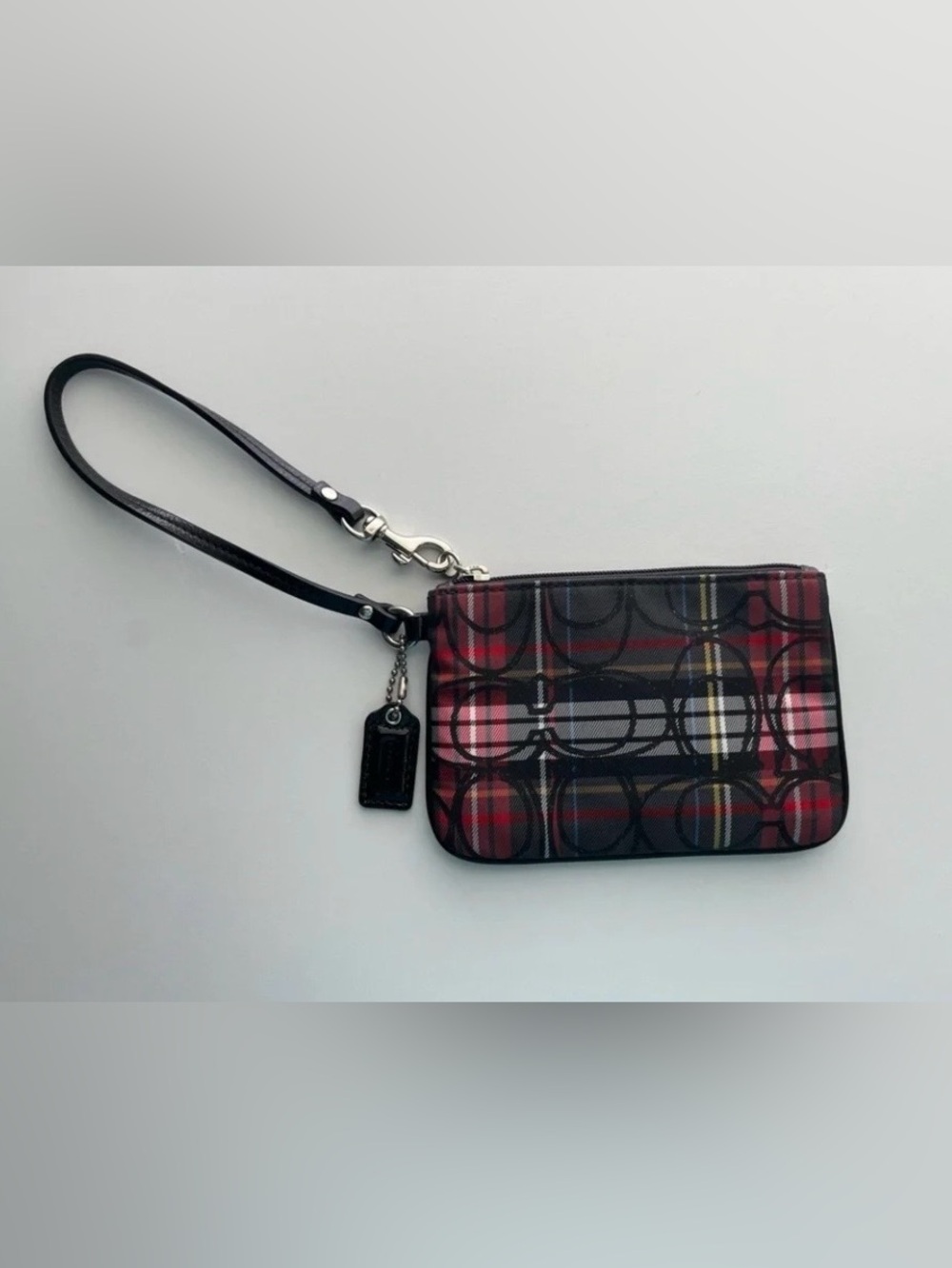 Vintage Coach Poppy Plaid SoHo Tartan Skinny Sparkle Wristlet